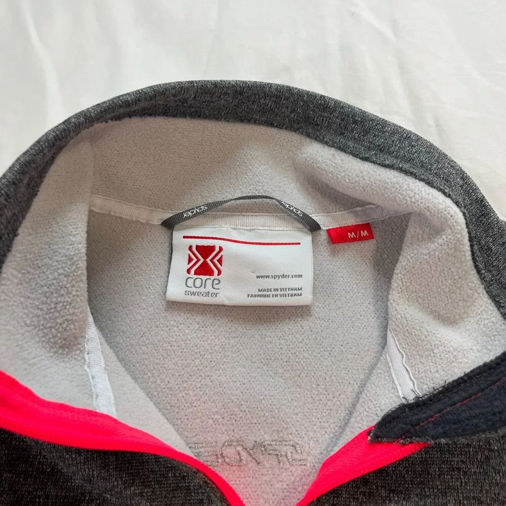 Spyder Core Gray Hot Pink Full Zip Up Fleece Sweater | Size M